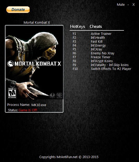 Mortal Kombat X: Трейнер/Trainer (+9) [Update 1] {MrAntiFun}