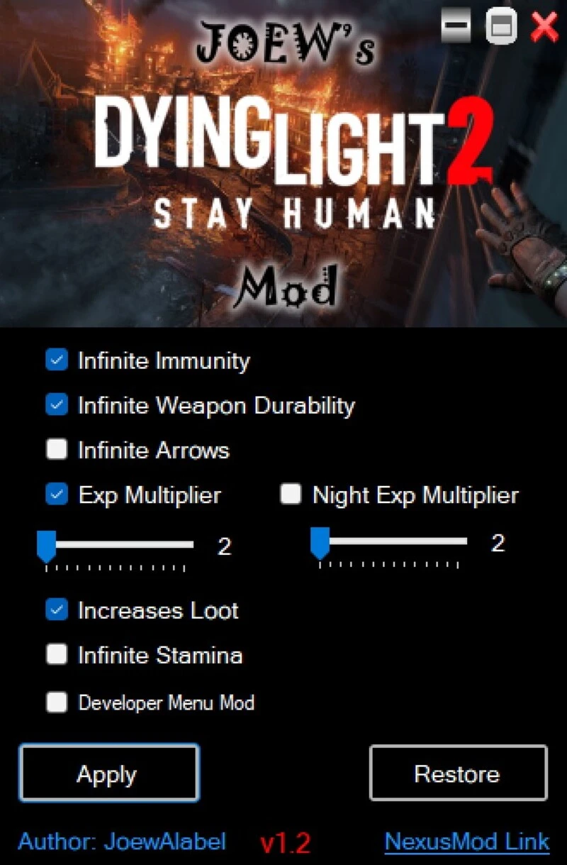 Dying Light 2: Stay Human: "Чит-Мод - Joew Dying Light 2 Mod 1.3.2" {JoewAlabel}