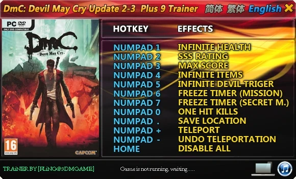 DmC - Devil May Cry: Трейнер/Trainer (+9) [Update 2 ~ 3] {FLiNG}