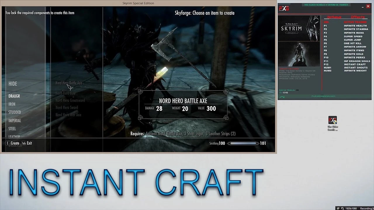 The Elder Scrolls 5 - Skyrim: Special Edition: Трейнер/Trainer (+14) [1.1.47.0.8] {FutureX}