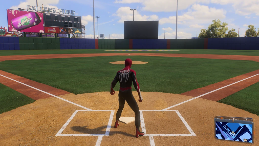 Где найти стадион "Биг Эпл Боллерз" и получить достижение "Хоум-ран" в Marvel's Spider-Man 2