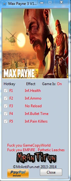 Max Payne 3: Трейнер/Trainer (+5) [1.0.0.130] {MrAntiFun}