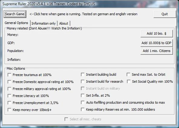 Supreme Ruler 2020: Трейнер (+16) [5.4.1]