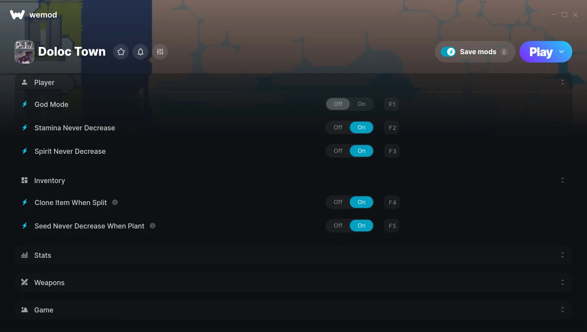 Doloc Town "Трейнер +19 от WeMod: Здоровье, выносливость, деньги, очки и пр"