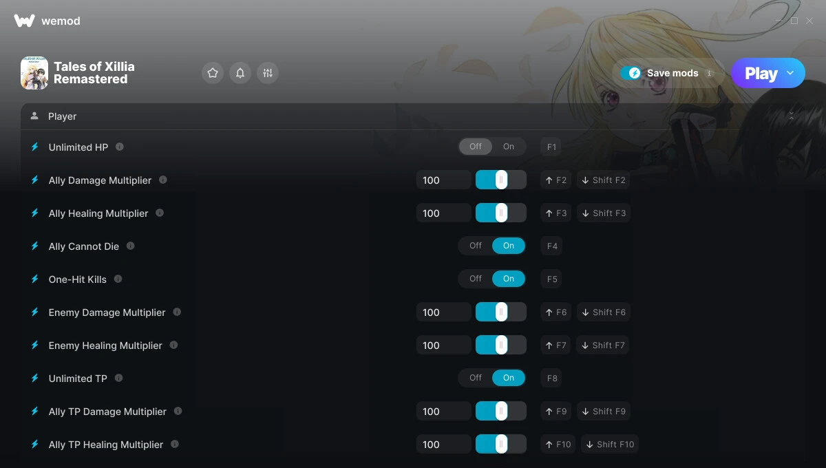 Tales of Xillia Remastered "Трейнер +26 от WeMod: Редактор партии и инвентаря"