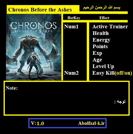 Chronos: Before the Ashes: Трейнер/Trainer (+7) [1.0] {Abolfazl.k}