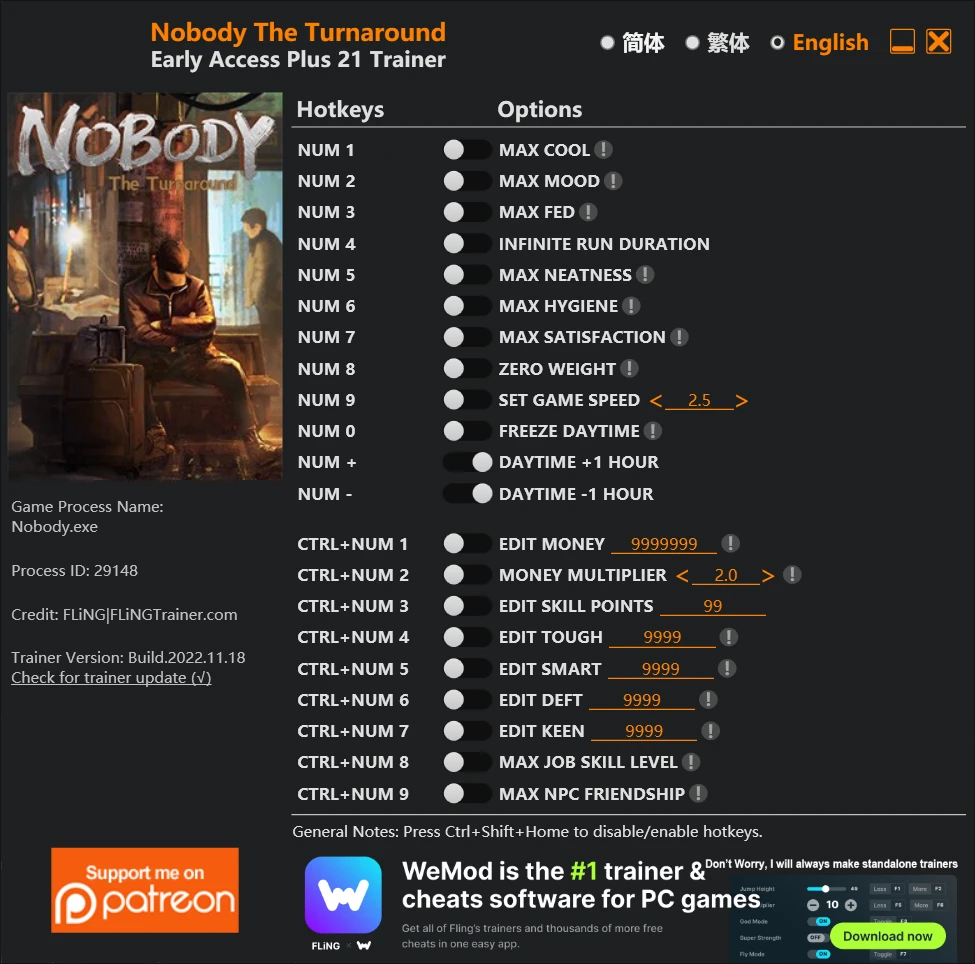 Nobody - The Turnaround "Трейнер +21" [UPD: 18.11.2022] {FLiNG}