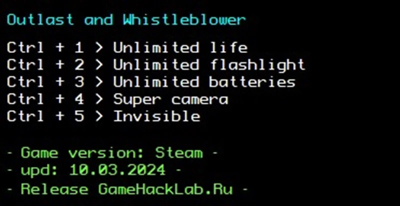 Outlast: + Whistleblower "Трейнер +5" [Steam] {LIRW / GHL}