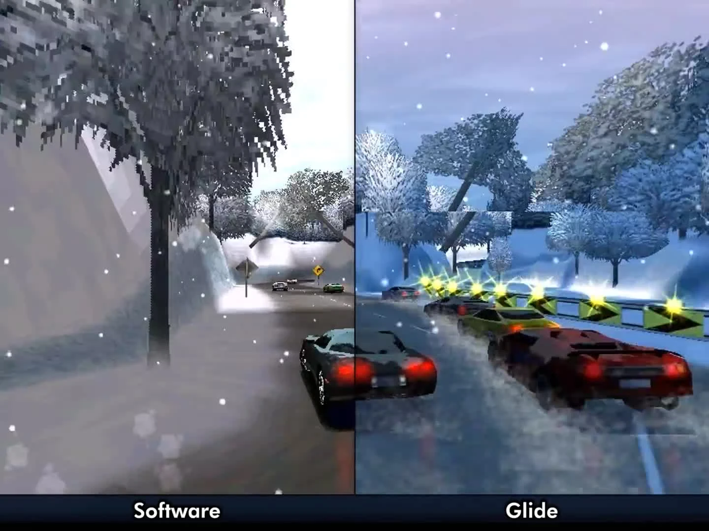 3dfx Voodoo 3 3000 PCI - Need For Speed III Hot Pursuit - Country Woods (Software vs. Glide)