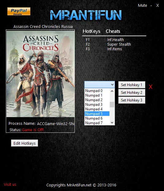 Assassin's Creed Chronicles: Russia: Трейнер/Trainer (+3) [1.00] {MrAntiFun}