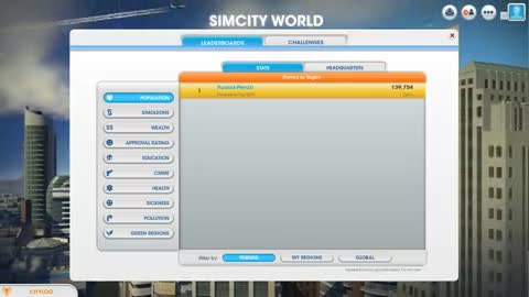 SimCity (2013) "Игровое меню"
