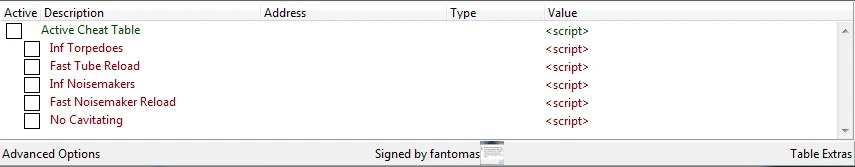 Cold Waters: Таблица для Cheat Engine [1.09e] {fantomas}