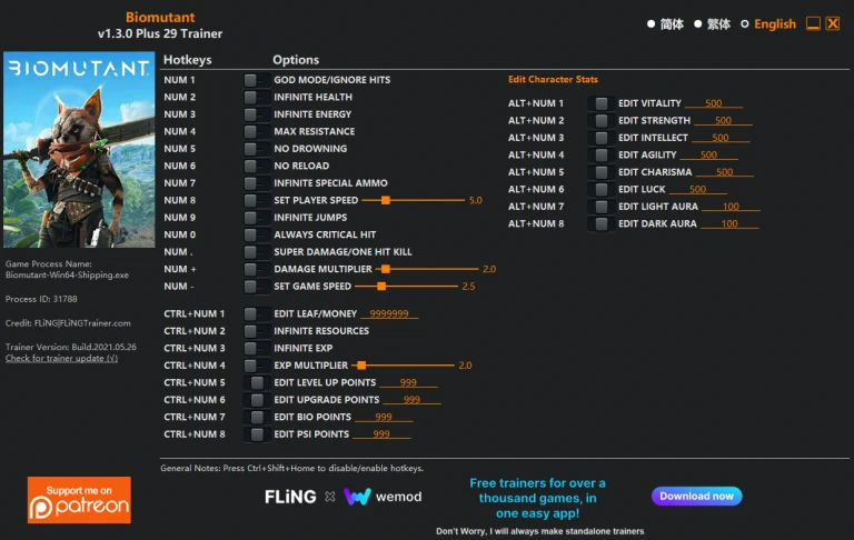Biomutant: Трейнер/Trainer (+29) [1.3.0] {FLiNG}