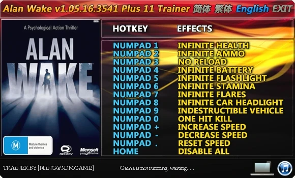 Alan Wake: Трейнер/Trainer (+11) [1.05.16.5341] {FLiNG}