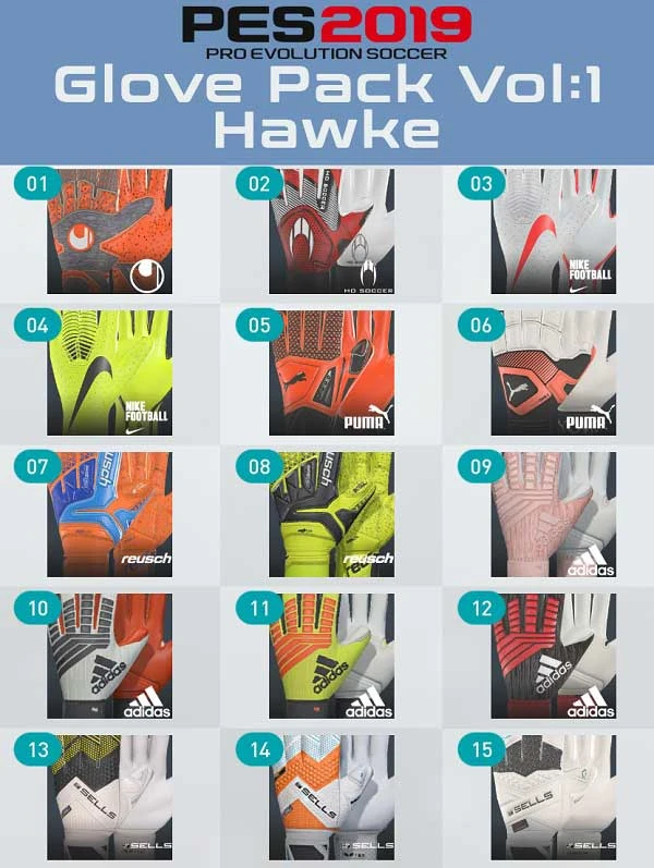 PES 2019 "Glove Pack Vol 1 by Hawke"