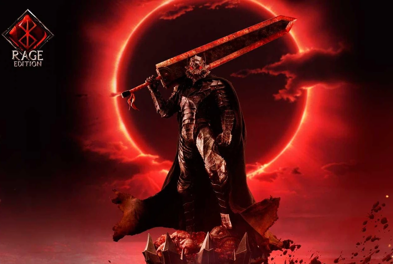 Бронированная статуэтка культового персонажа Гатса из аниме "Берсерк" предстаёт во всём величии