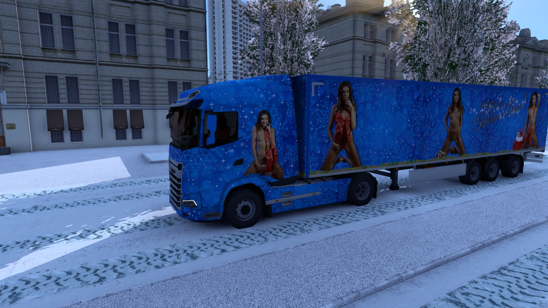 Euro Truck Simulator 2 "Эротический скин Elena Koshka для трейлера и DAF 2021 С новым годом"