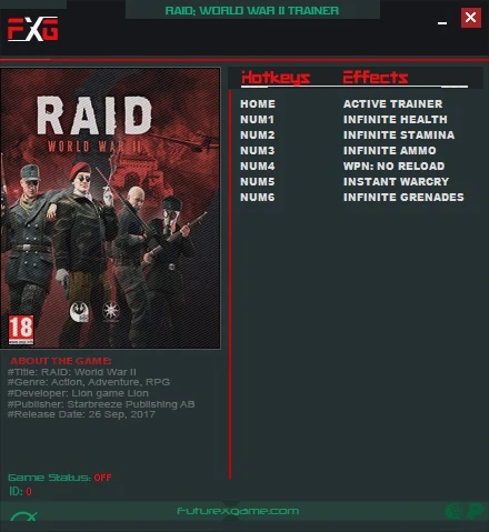 RAID: World War II: Трейнер/Trainer (+6) [Update 11] {FutureX}