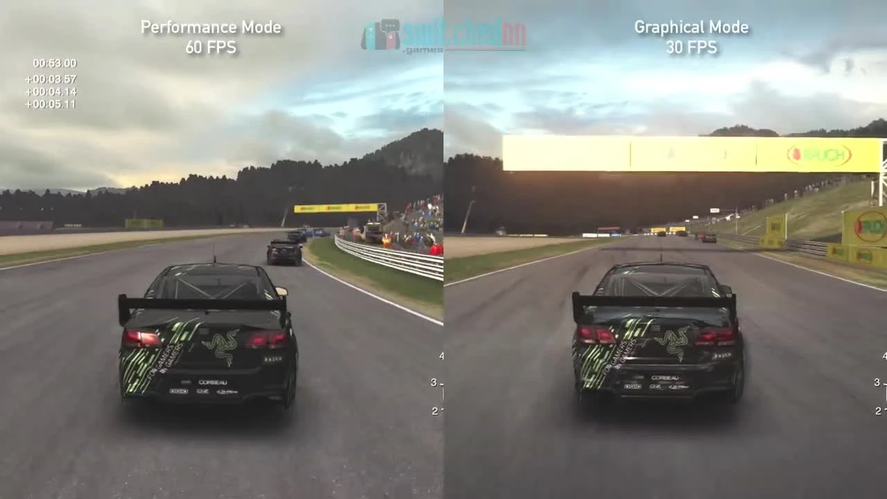 GRID Nintendo Switch - Видеосравнение двух пресетов графики 60 vs 30fps
