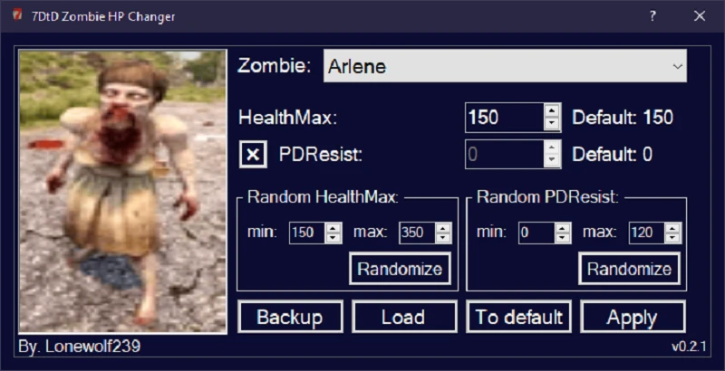 7 Days To Die "Редактор здоровья зомби" [0.2.1] {Lonewolf239}