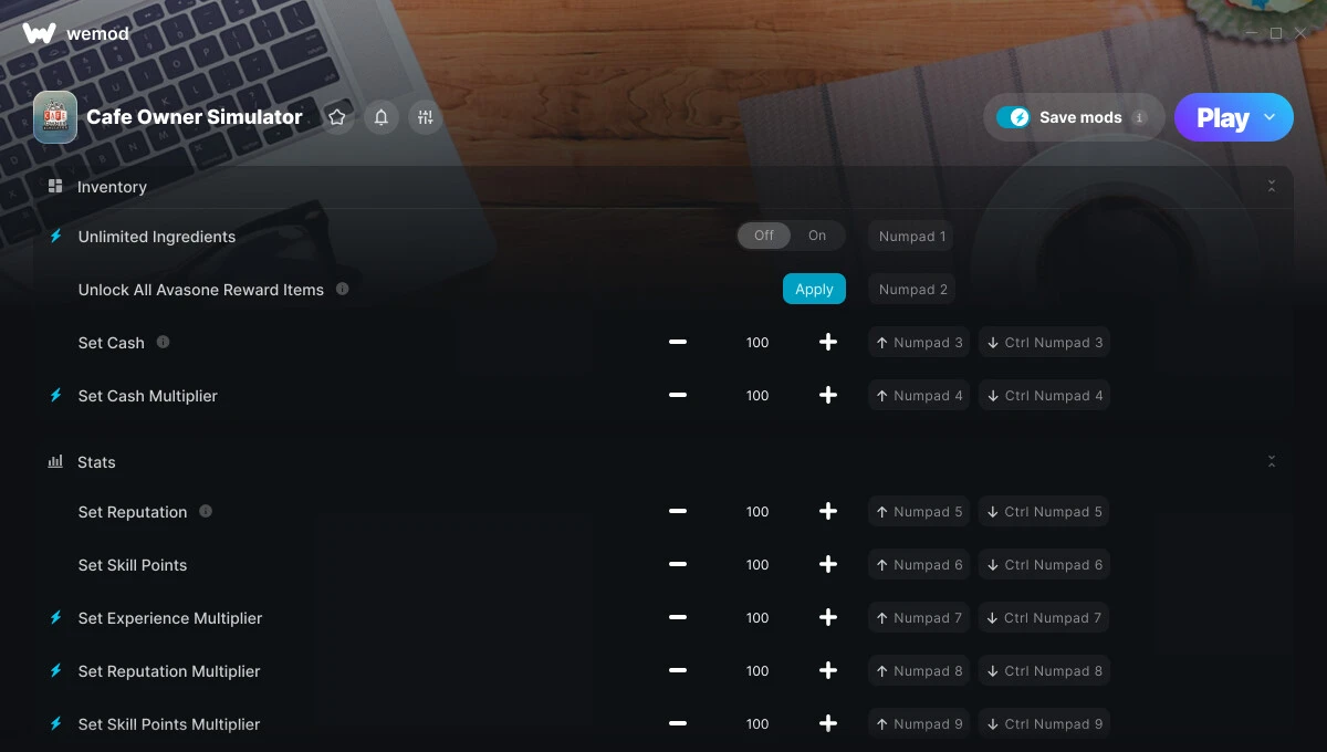 Cafe Owner Simulator "Трейнер +24 от WeMod: Деньги, репутация, уровень и пр"