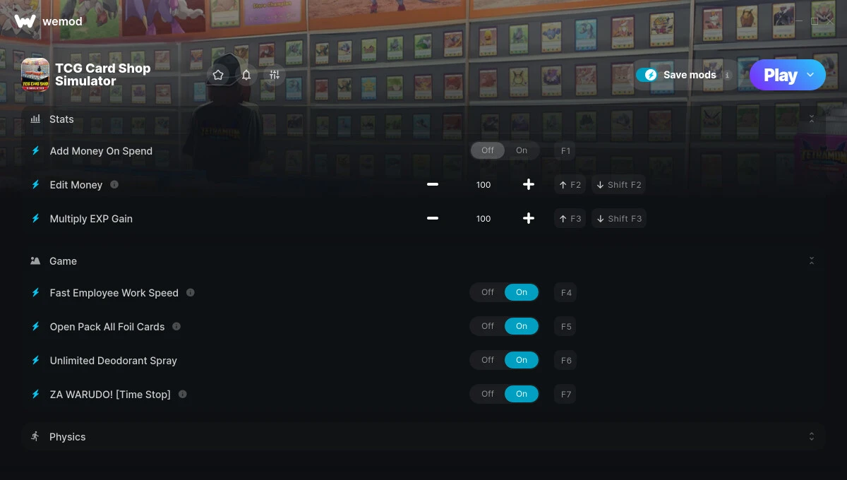 TCG Card Shop Simulator "Трейнер +8 от WeMod: Деньги, опыт, спрей и пр"