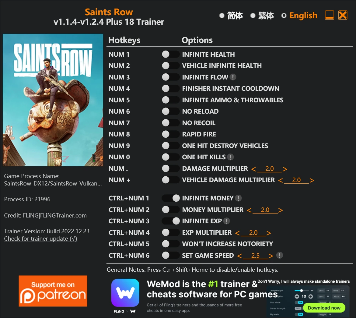 Saints Row (2022) "Трейнер +18" [1.1.4 - 1.2.4] {FLiNG}