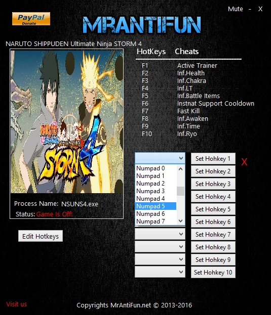 Naruto Shippuden: Ultimate Ninja Storm 4: Трейнер/Trainer (+9) [1.1] {MrAntiFun}