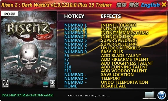 Risen 2 - Dark Waters: Трейнер/Trainer (+13) [1.0.1210.0] {FLiNG}