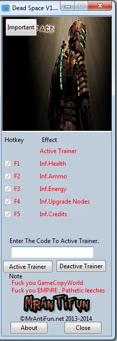 Dead Space: Трейнер/Trainer (+5) [1.0.0.222] {MrAntiFun}