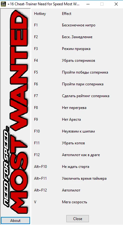 Need for Speed: Most Wanted (2005): Трейнер/Trainer (+16) [v1.3.0] {Andrei}