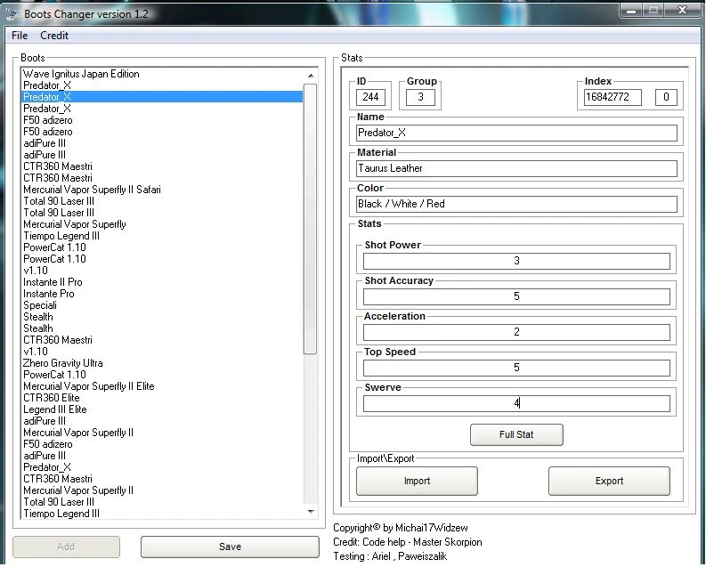 PES 2011 "Boots Changer 2011 1.0.0.2"