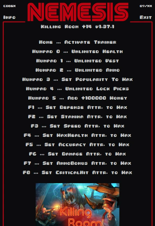 Killing Room: Трейнер/Trainer (+14) [1.37.1] {Nemesis}