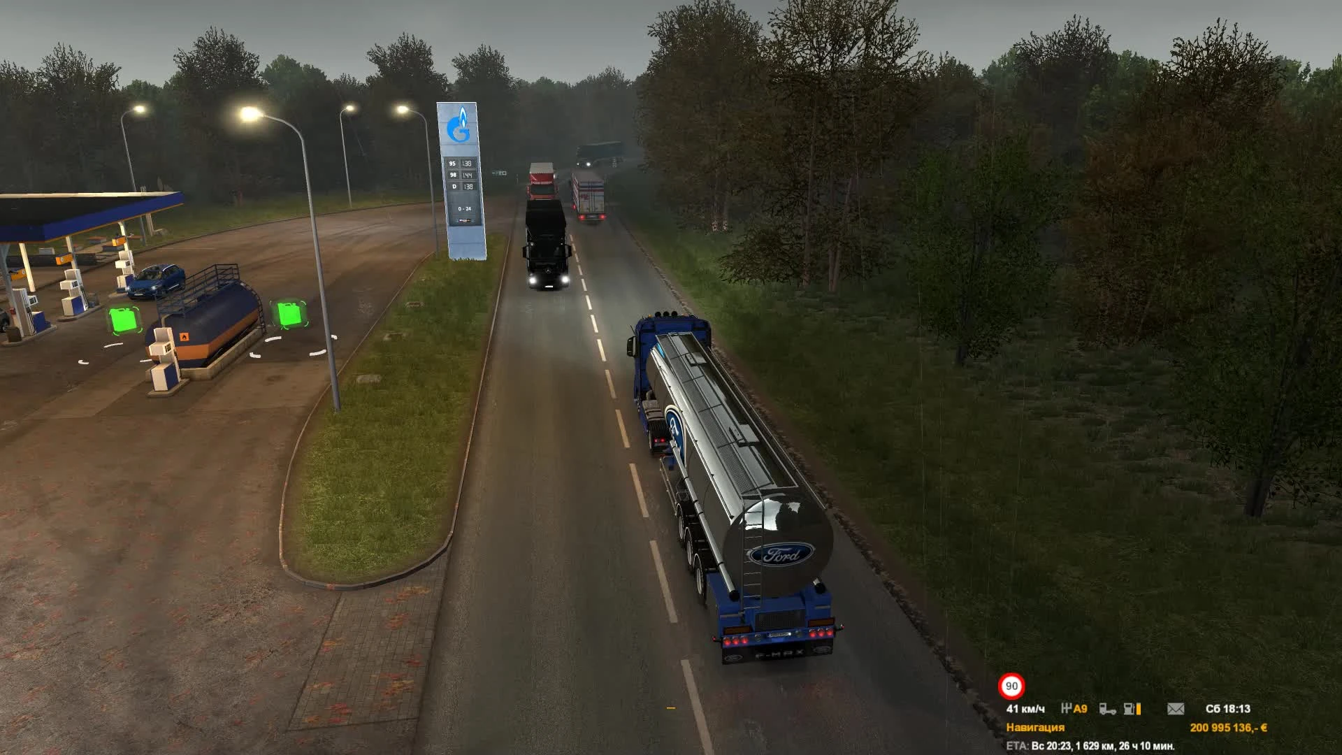 Euro Truck Simulator 2. Ford F-Max. Заснул за рулем