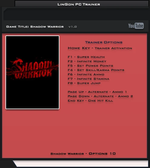 Shadow Warrior (2013): Трейнер/Trainer (+10) [1.0] {LinGon}