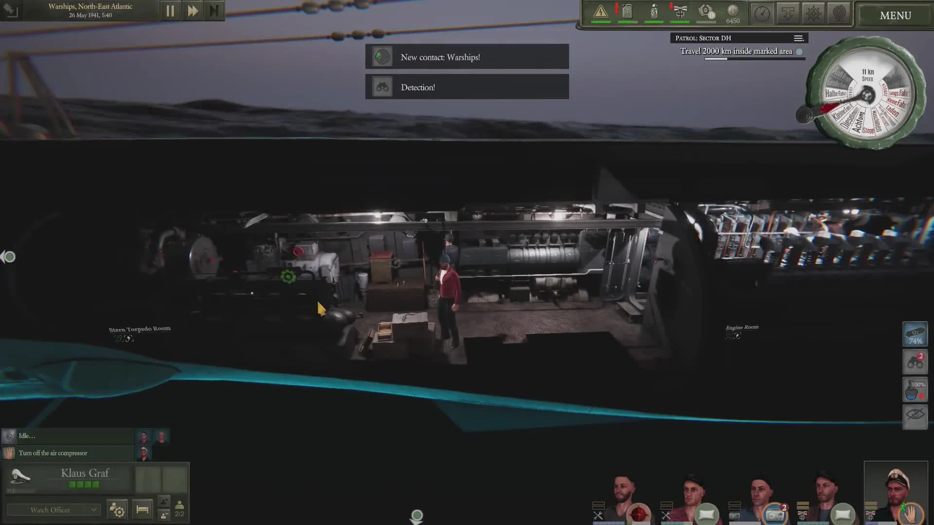 Час игрового процесса симулятора подводной лодки Uboat