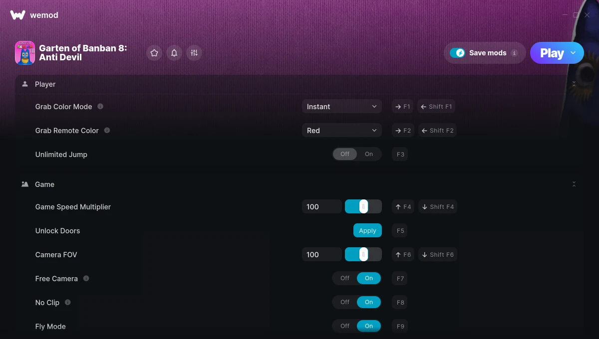 Garten of Banban 8: Anti Devil "Трейнер +18 от WeMod: Прыжки, скорость, полет и пр"