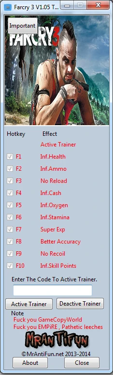 Far Cry 3: Трейнер/Trainer (+10) [1.05] {MrAntiFun}