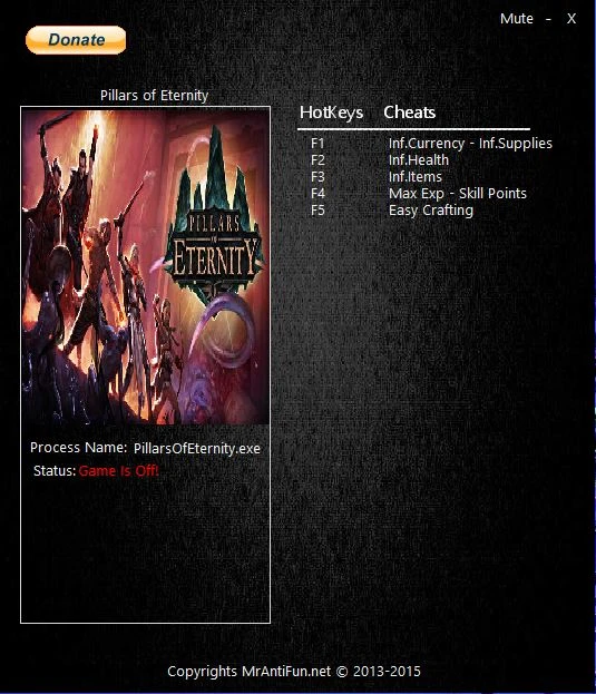 Pillars of Eternity: Трейнер/Trainer (+7) [1.0.2.0524] {MrAntiFun}