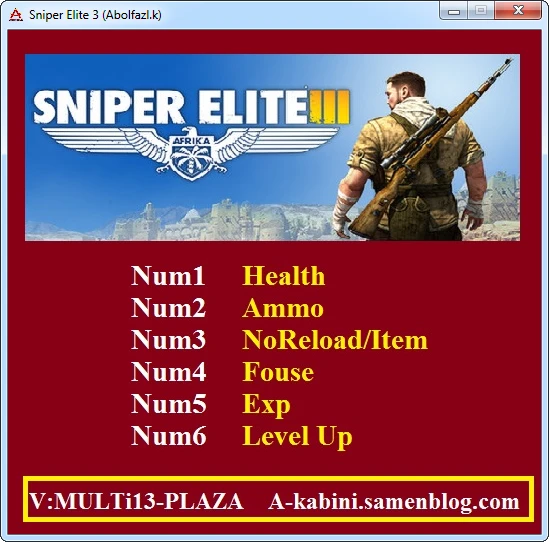 Sniper Elite 3: ТрейнерTrainer (+6) [04.10.19] {Abolfazl.k}