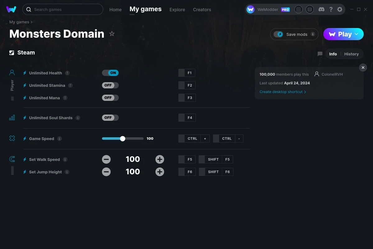 Monsters Domain "Трейнер +7" [UPD: 24.04.2024] {ColonelRVH / WeMod}