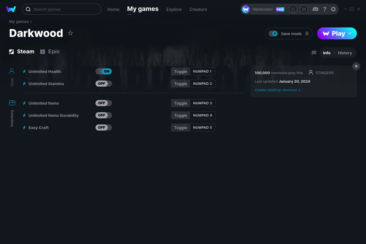Darkwood "Трейнер +5" [UPD: 20.01.2024] {STiNGERR / WeMod}