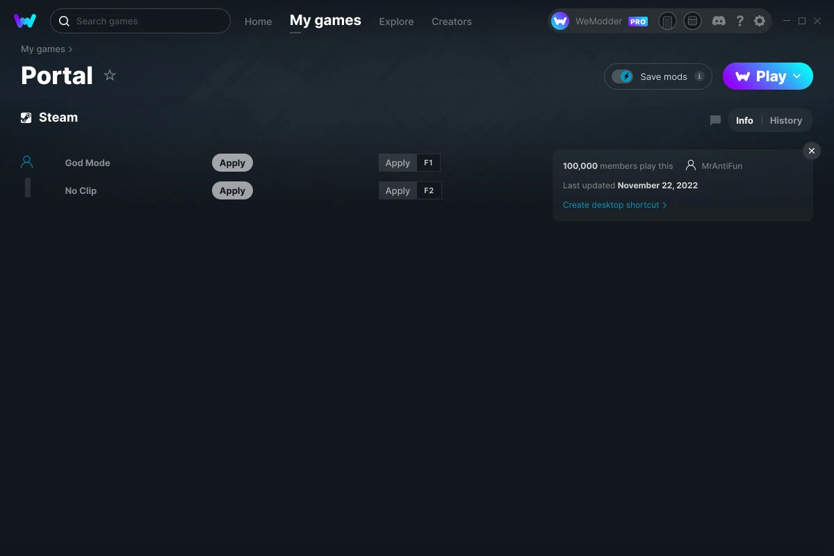 Portal "Трейнер +2" [UPD: 22.11.2022] {MrAntiFun / WeMod}