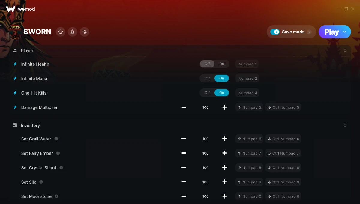 SWORN "Трейнер +14 от WeMod: Здоровье, мана, шёлк и пр"