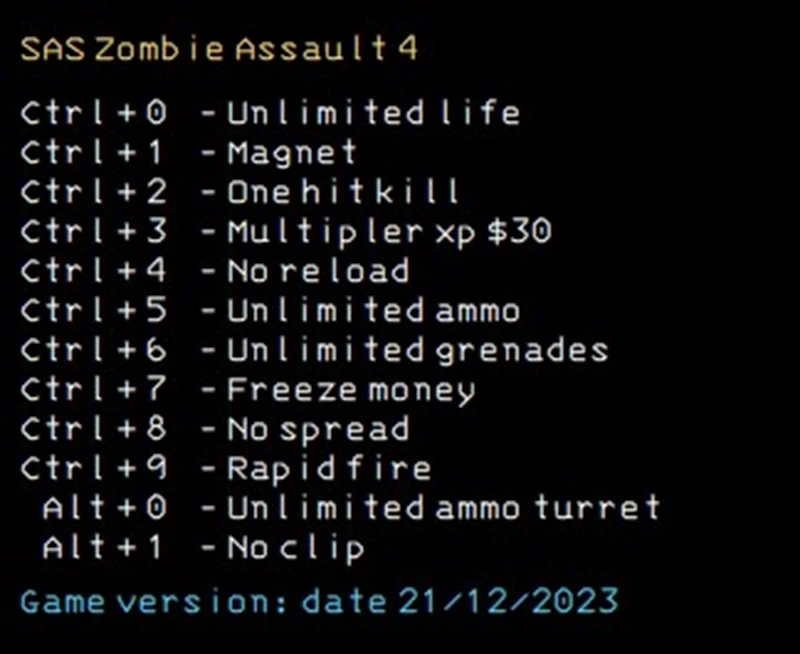 SAS Zombie Assault 4 "Трейнер +12" [Steam] {LIRW / GHL}