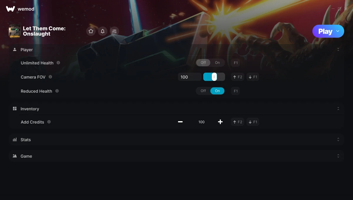 Let Them Come: Onslaught "Трейнер +9 от WeMod: Здоровье, кредиты, опыт и пр"