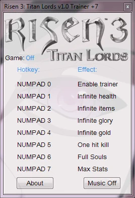 Risen 3 ~ Titan Lords: Трейнер/Trainer (+7) [1.0] {GRIZZLY / PlayGround.ru}