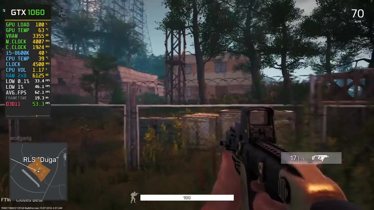 Тестирование Fear the Wolves GTX 1060 i5-8600K