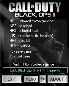 Call of Duty - Black Ops 2: Трейнер/Trainer (+6) [1.0/1.1/1.2] {dR.oLLe}