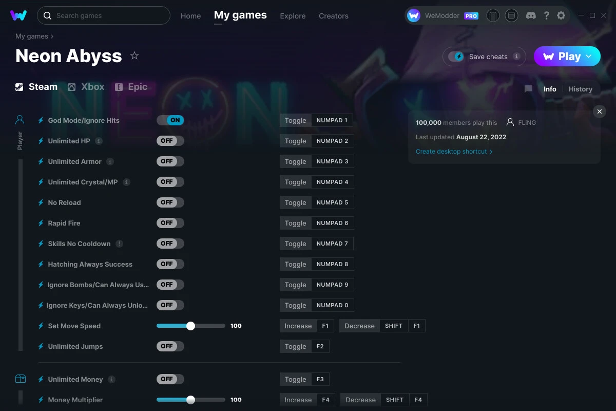 Neon Abyss "Трейнер +17" [UPD: 22.08.2022] {FLiNG / WeMod}